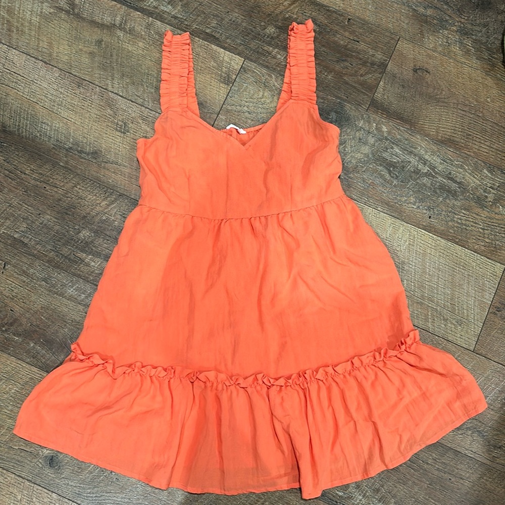 Women’s Orange Ruffle Layer Mini Dress